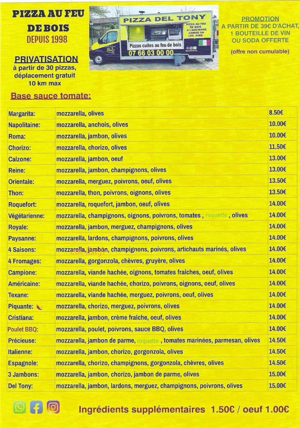 Pizza Del Tony — carte page 1