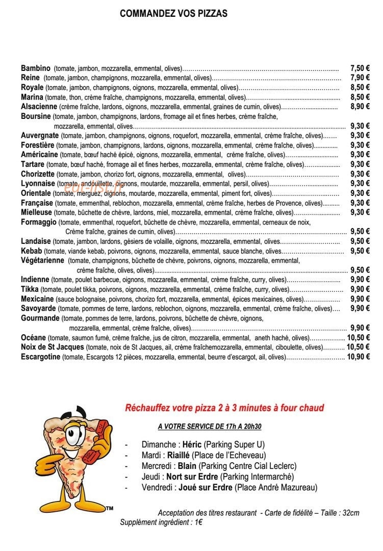 Pizza Délice — carte page 1