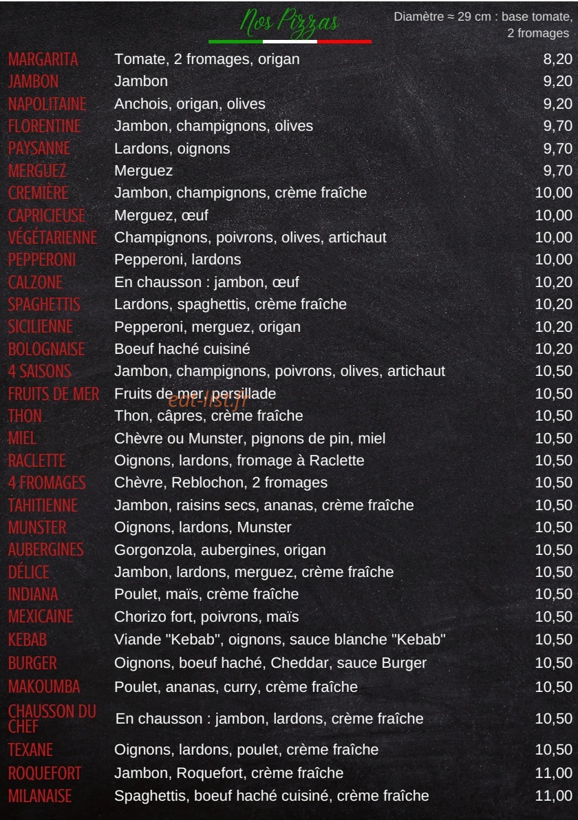 Pizza Délice — carte page 2