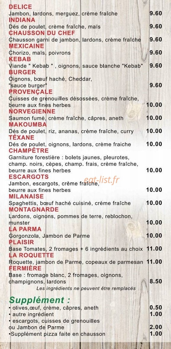 Pizza Délice — carte page 2