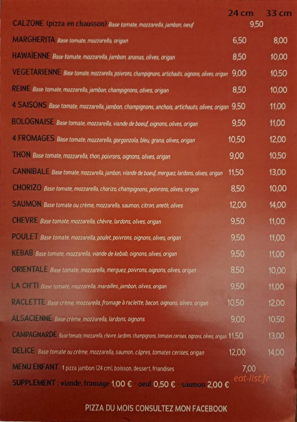 Pizza Delice — carte page 1
