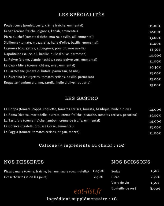 Pizza Denis — carte page 2