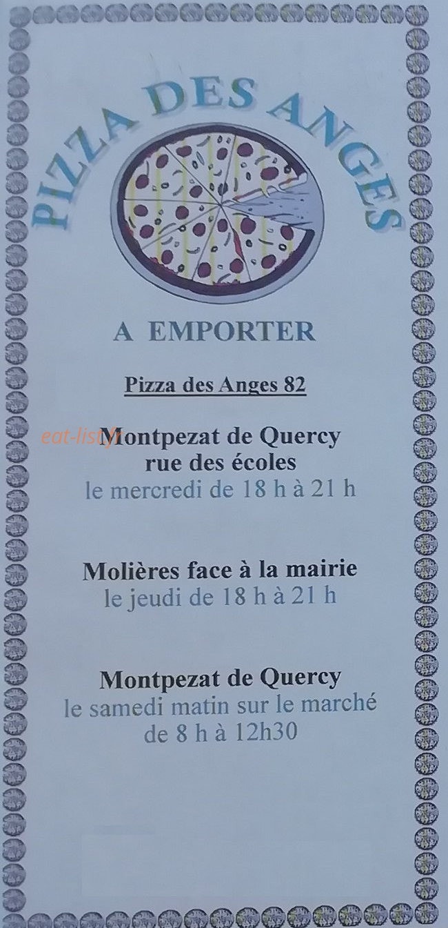 Pizza des Anges — carte page 1
