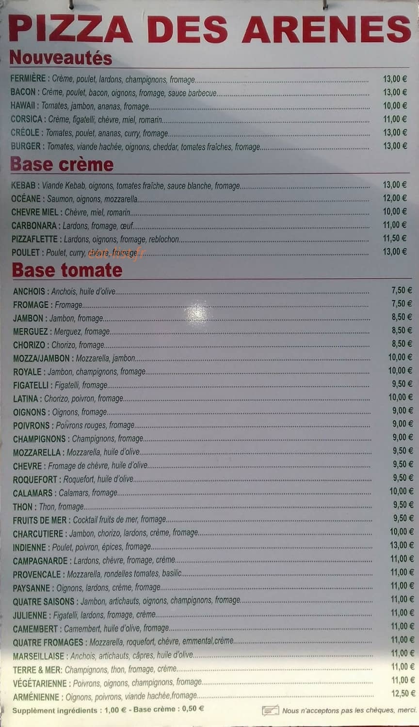 Pizza des Arènes — carte page 2