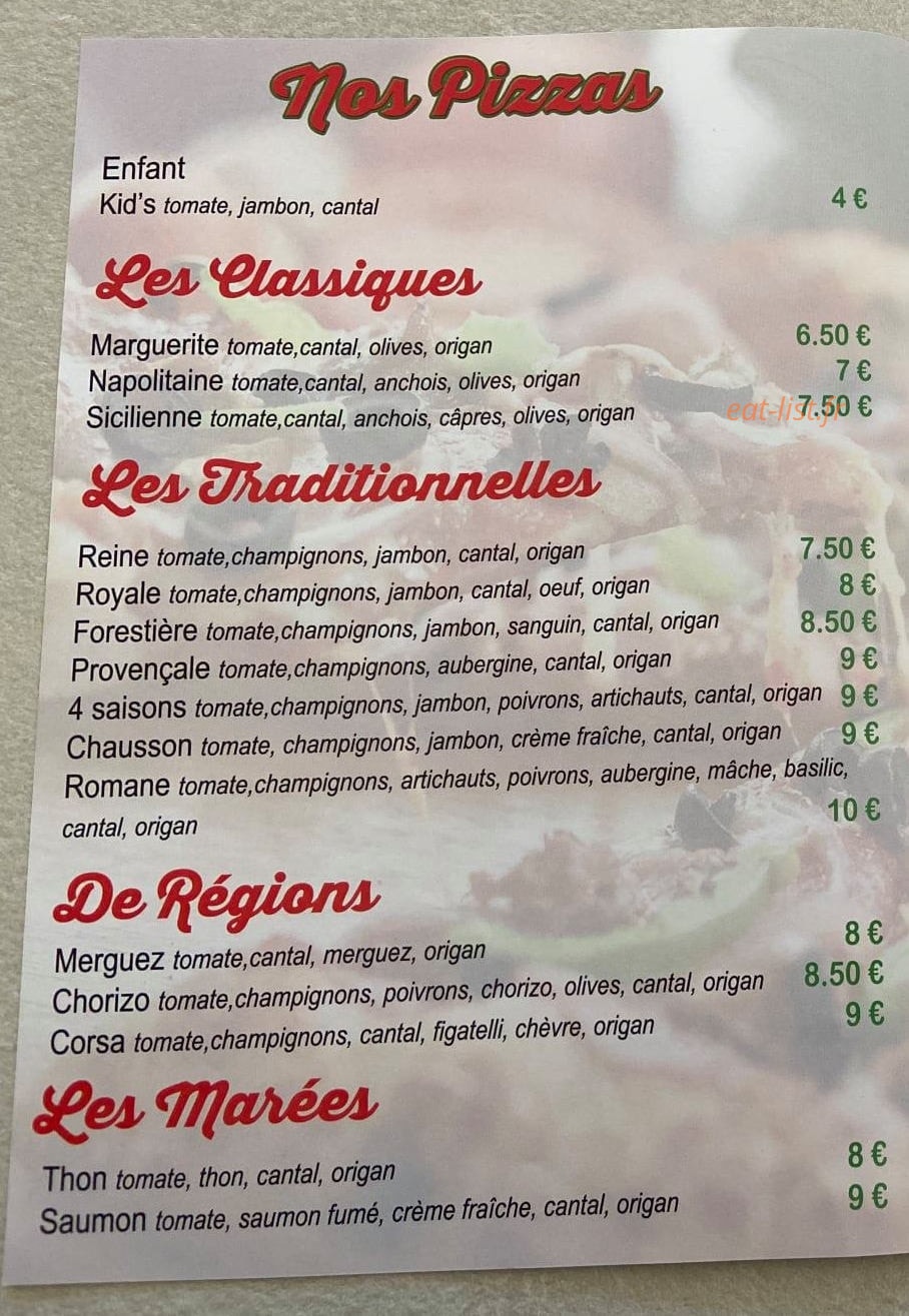 Pizza Deun’s — carte page 2