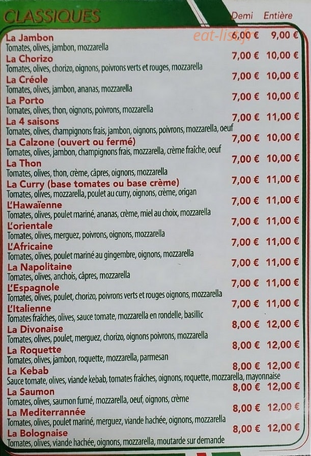 Pizza Dinapoli — carte page 3