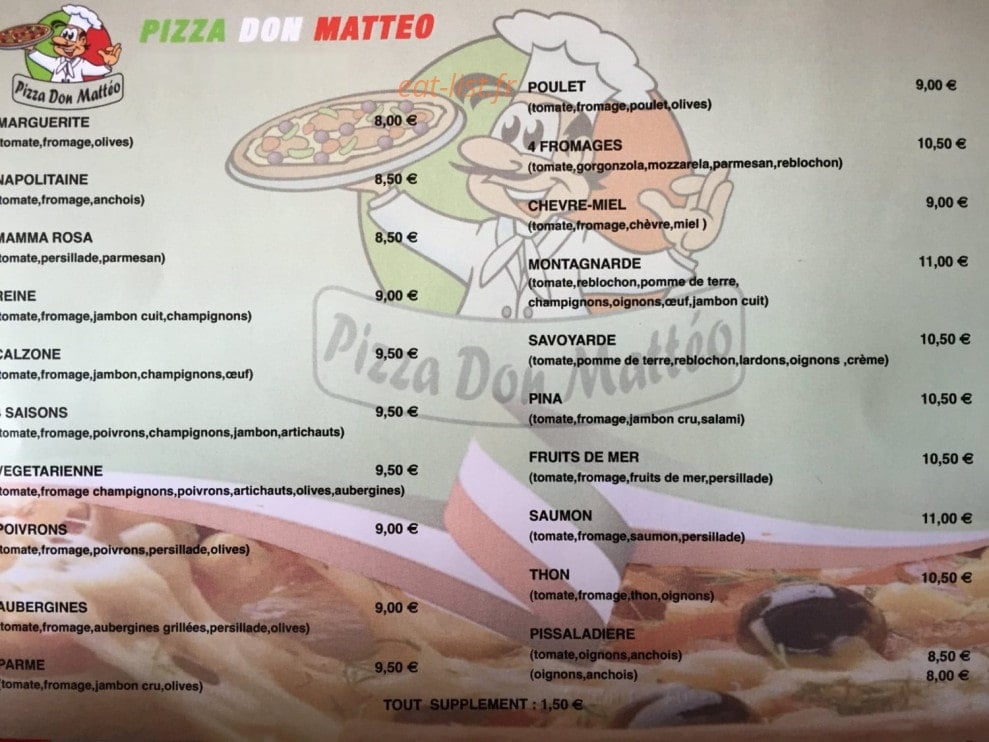 Pizza Don Mattéo — carte page 1