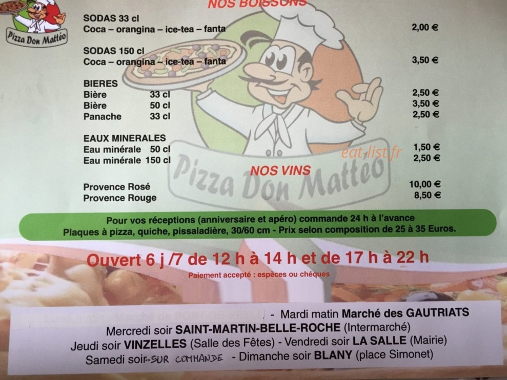 Pizza Don Mattéo — carte page 2