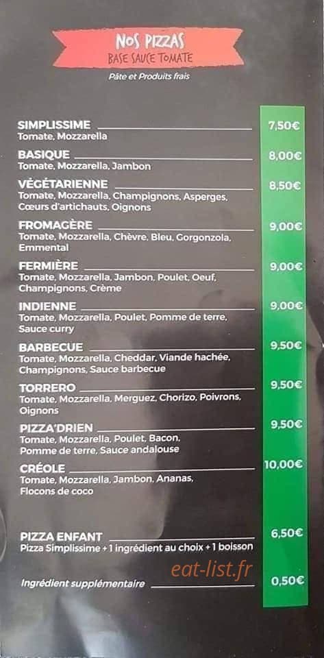 Pizza'Drien — carte page 1