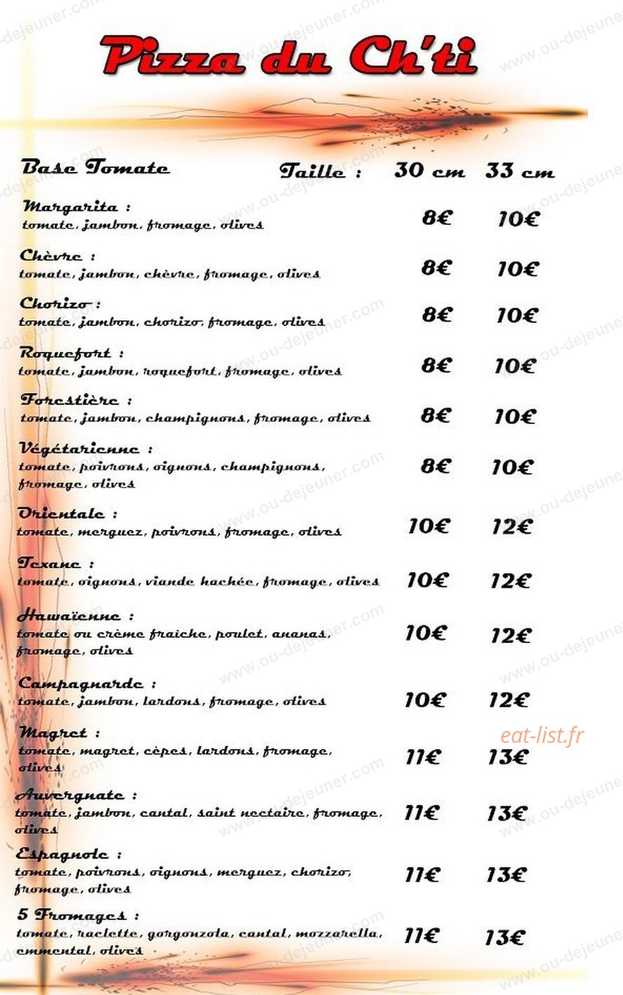 Pizza du ch'ti — carte page 2