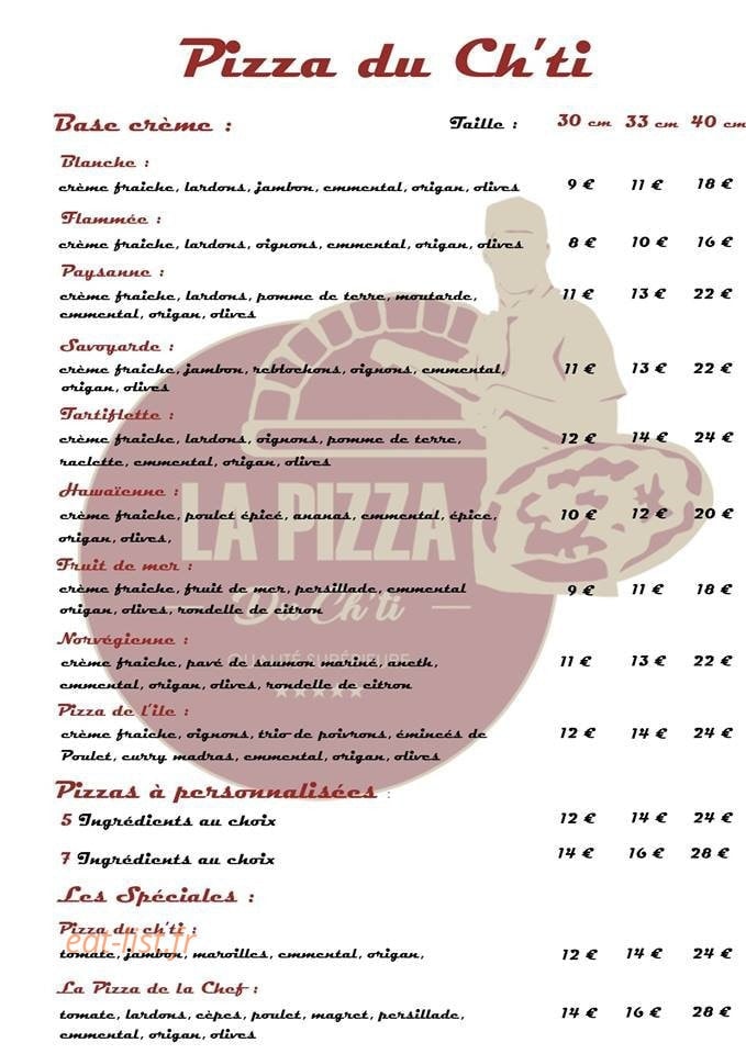 Pizza du Chti — carte page 1
