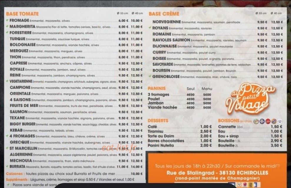 Pizza du petit village — carte page 2