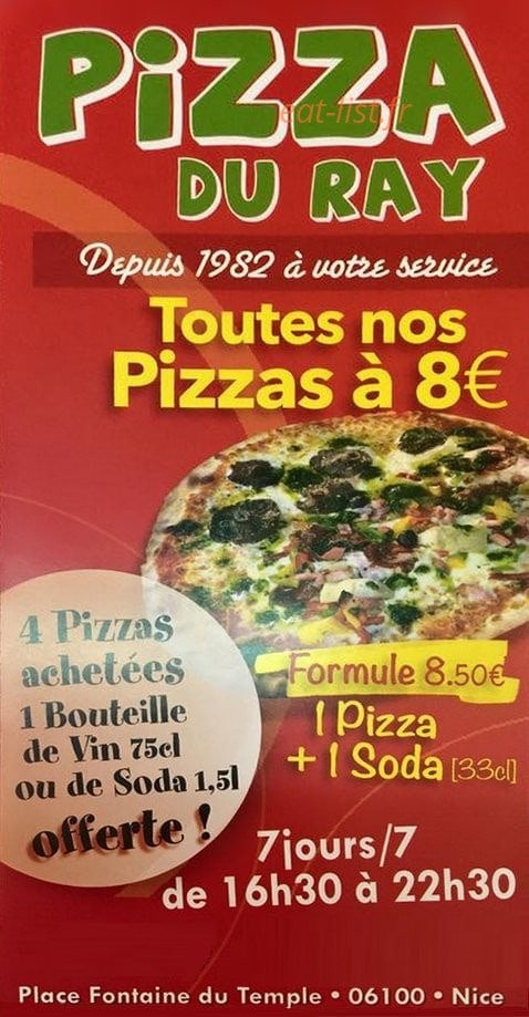 Pizza du ray — carte page 1