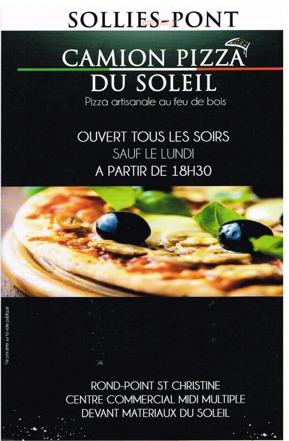 Pizza du Soleil — carte page 1
