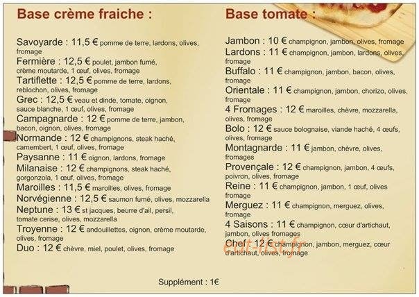 Pizza et Pasta — carte page 1