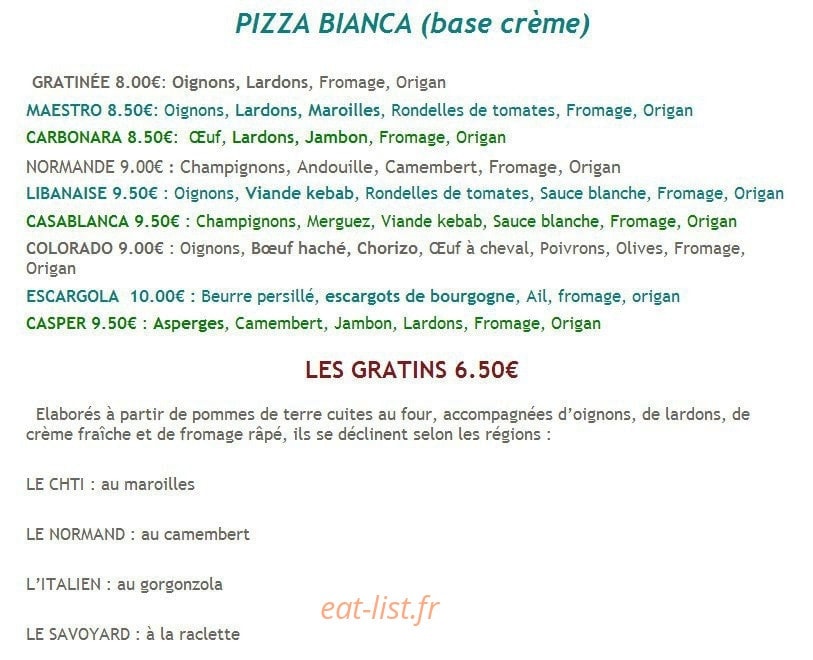 Pizza et plus — carte page 2