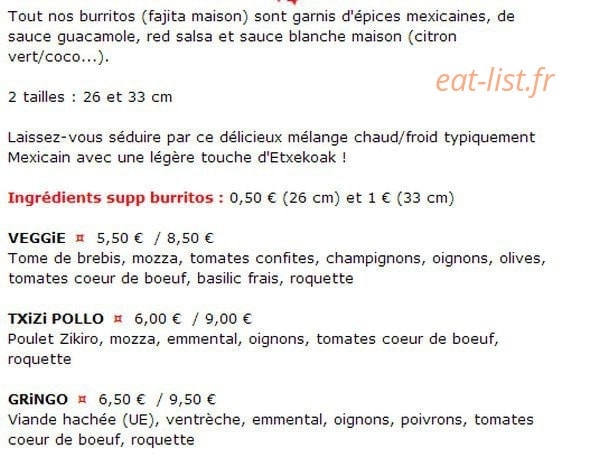 Pizza Etxekoak — carte page 3