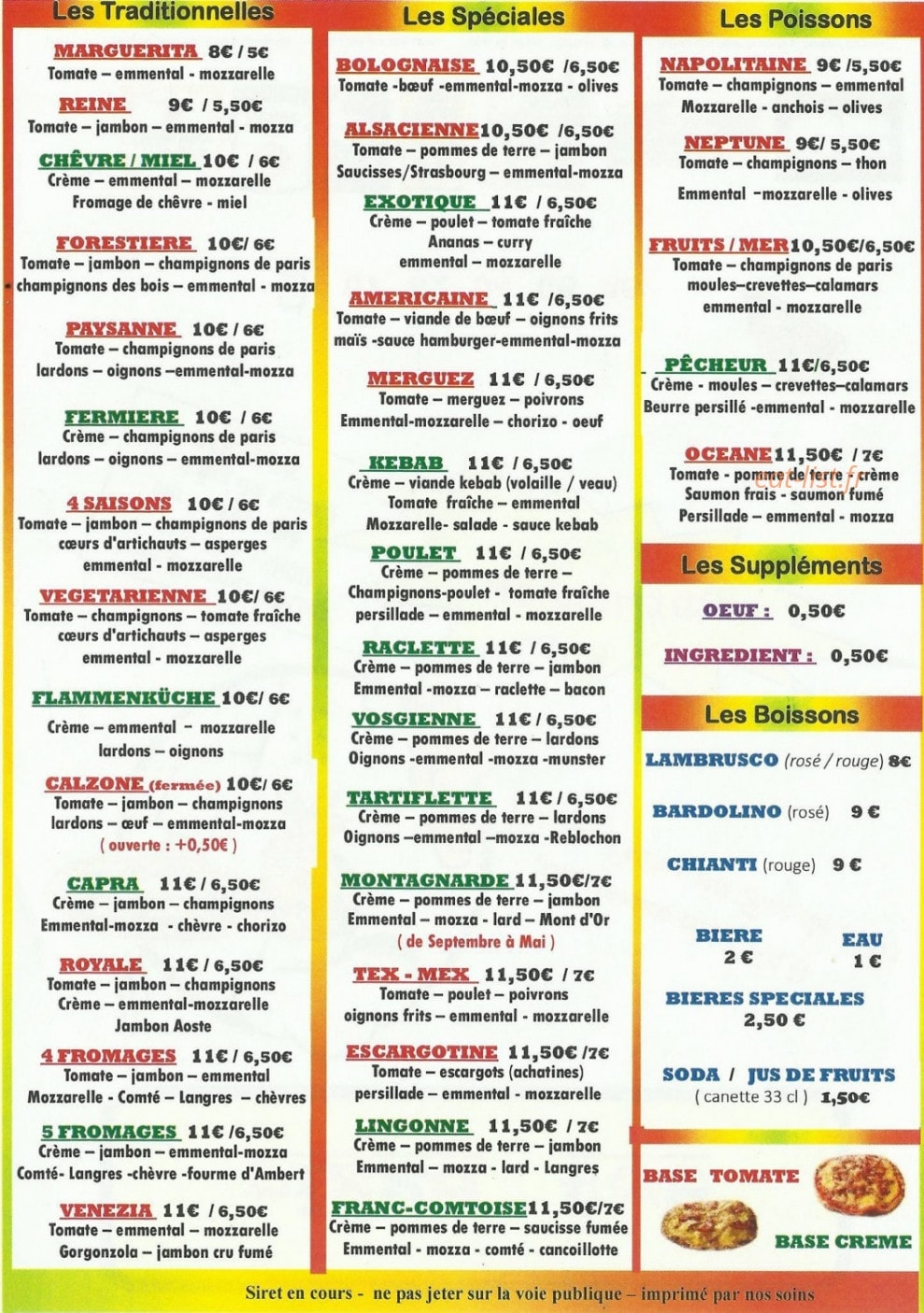Pizza FAB' — carte page 1