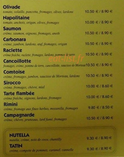 Pizza Flamm — carte page 2