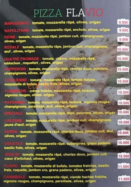 Pizza Flavio — carte page 2