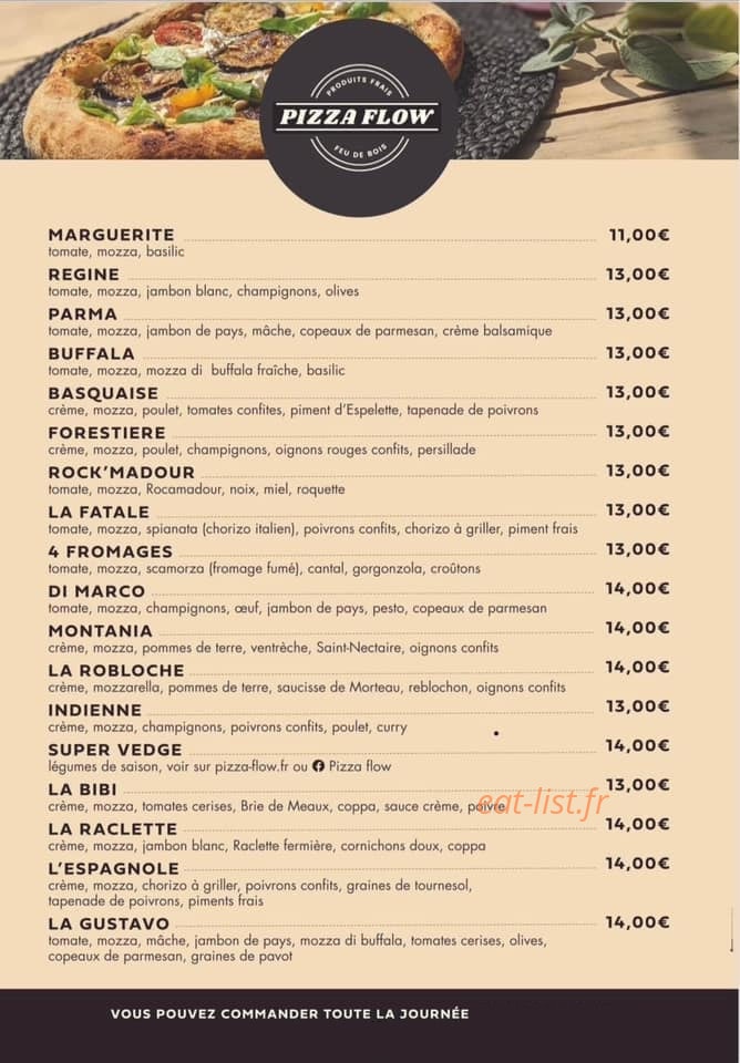 Pizza Flow — carte page 1
