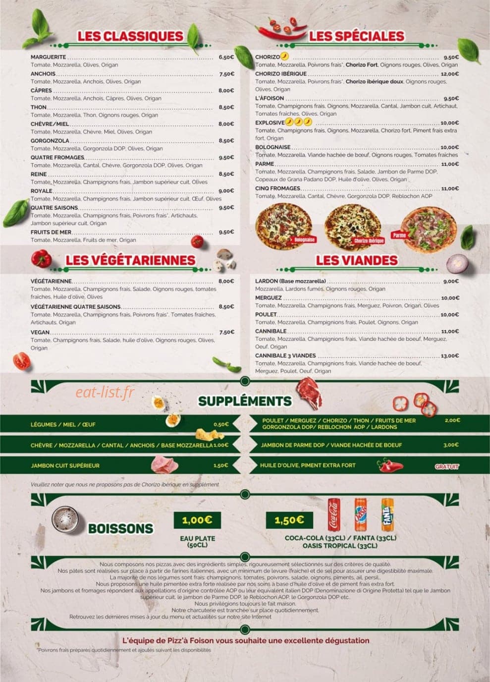 Pizza Foison — carte page 2
