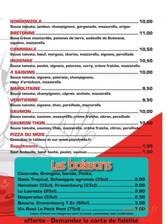 Pizza Frédo — carte page 2