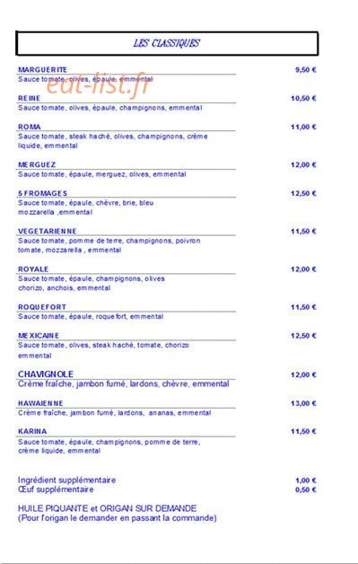 Pizza Gourmande — carte page 1