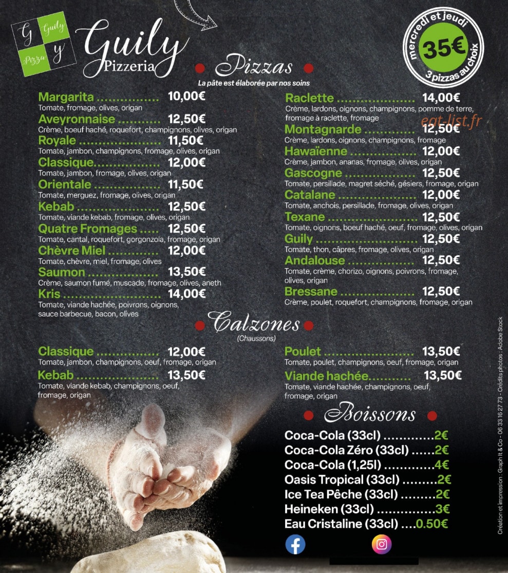 Pizza Guily — carte page 1