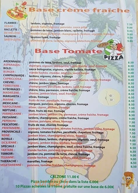 Pizza Hawai — carte page 1