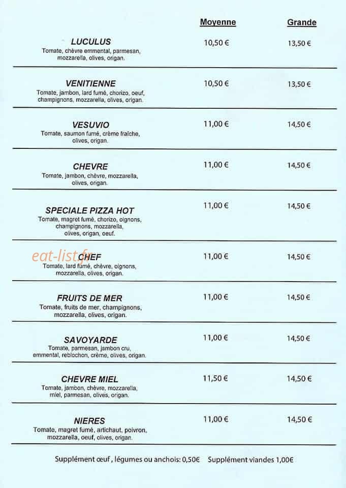 Pizza Hot — carte page 2