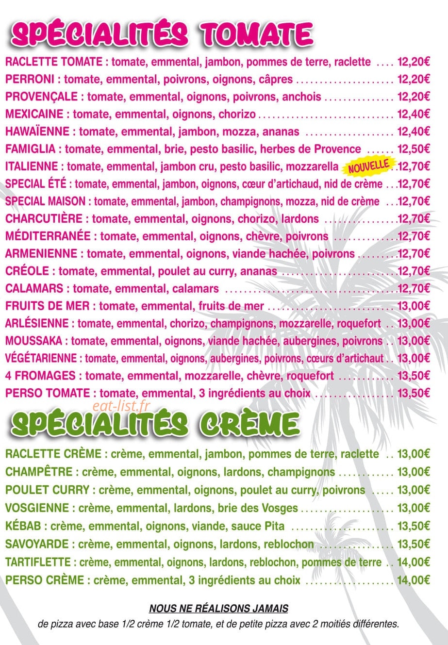 Pizza Jean Pierre — carte page 3