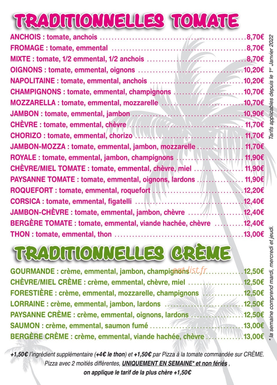 Pizza Jean Pierre — carte page 2