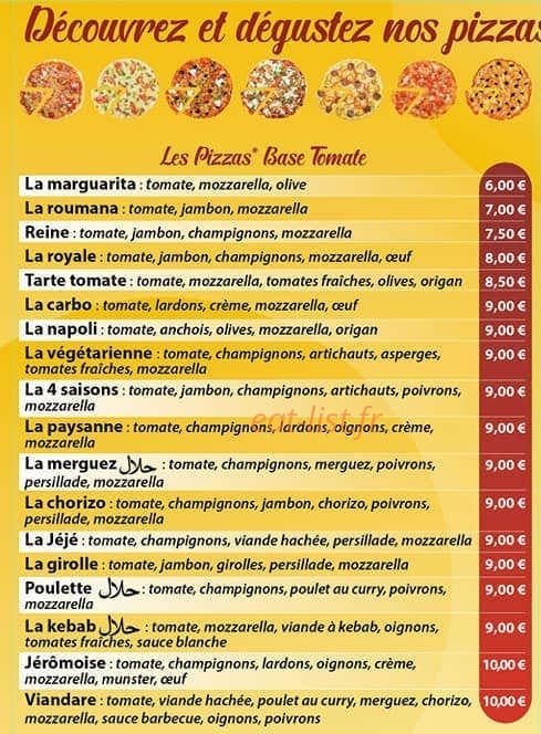 Pizza Jéjé — carte page 2