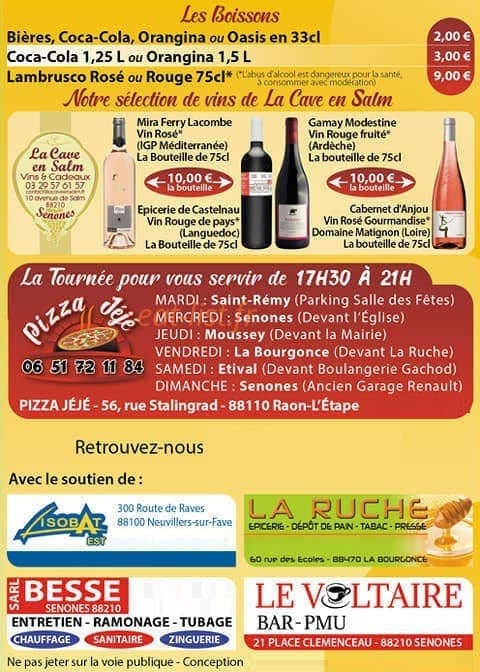 Pizza Jéjé — carte page 4
