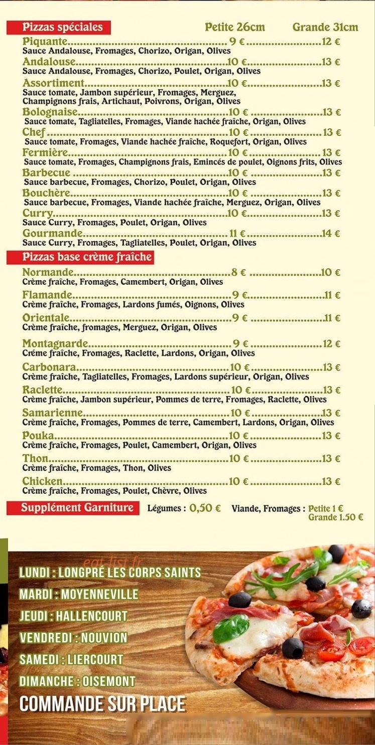 Pizza jéjé — carte page 2