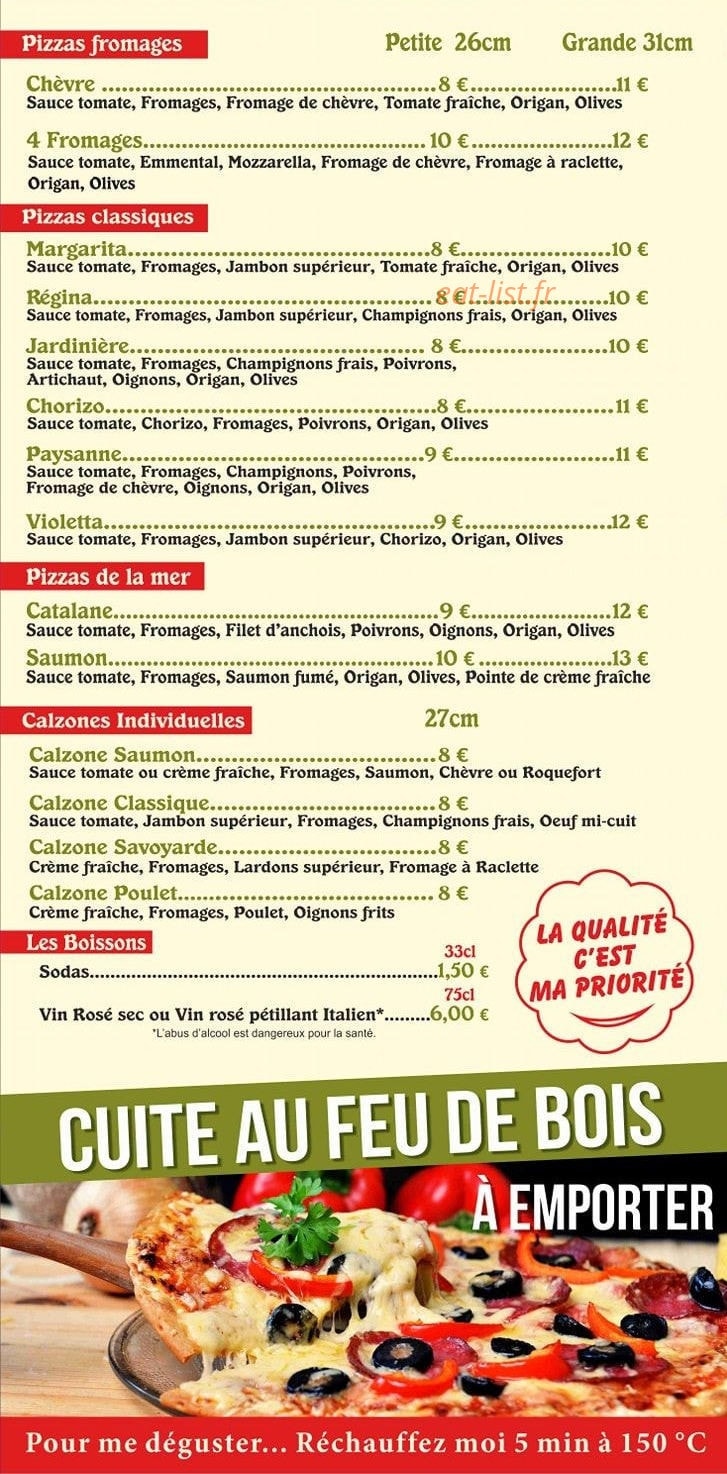 Pizza jéjé — carte page 1