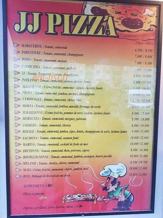 Pizza JJ — carte page 1