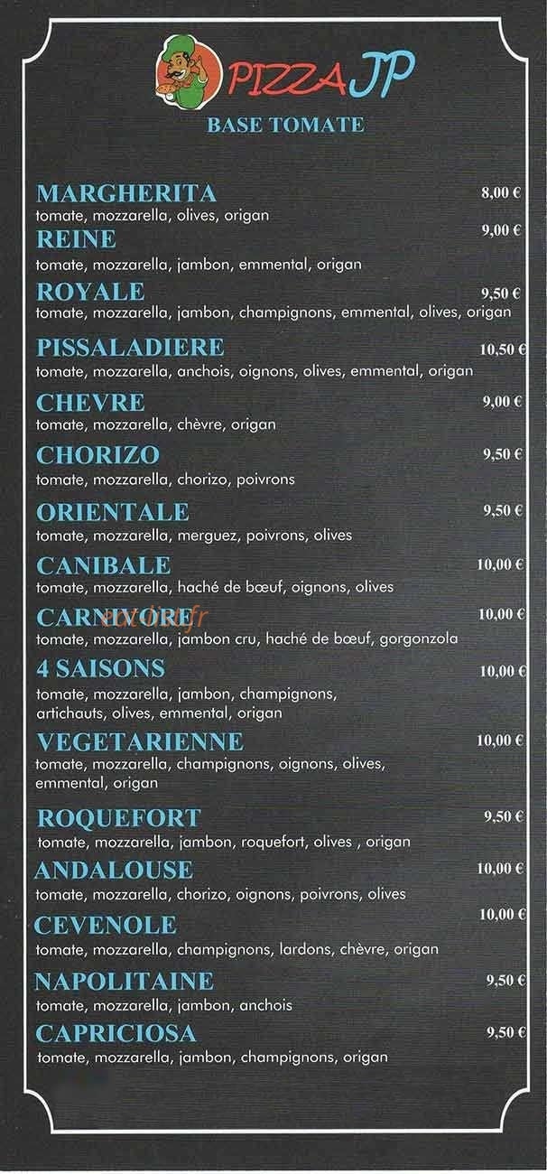 Pizza JP — carte page 1