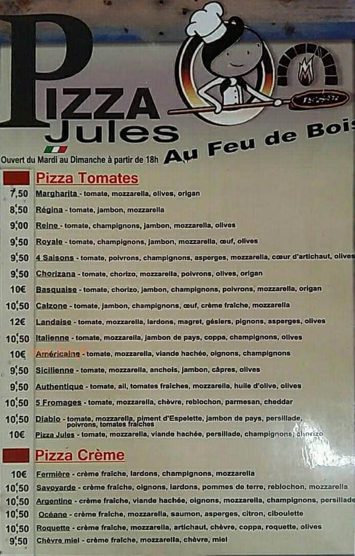 Pizza Jules — carte page 1