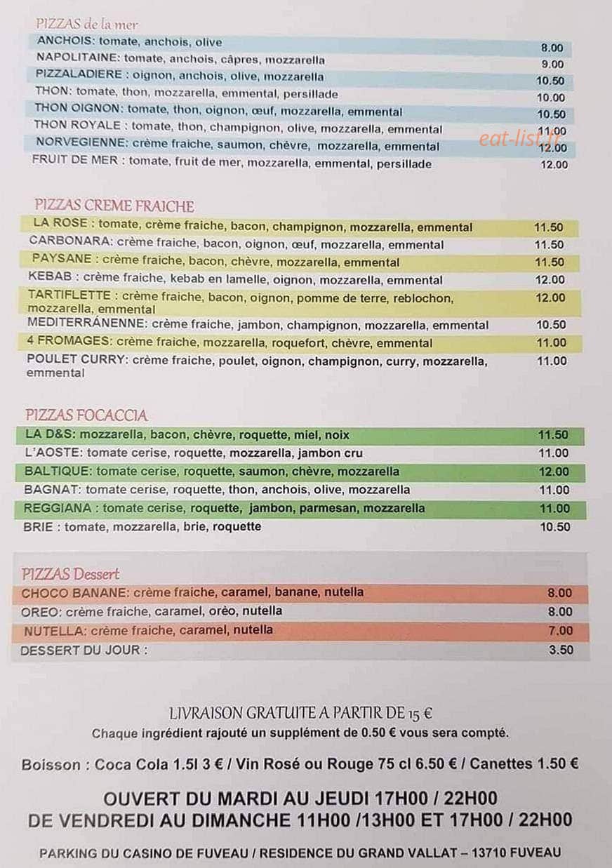 Pizza la D&S — carte page 2