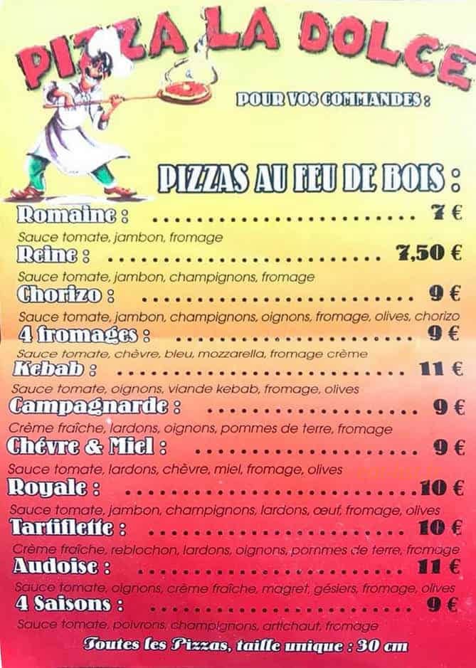 Pizza la Dolce — carte page 1