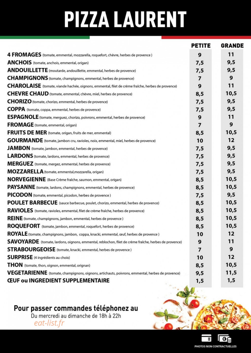 Pizza laurent — carte page 1