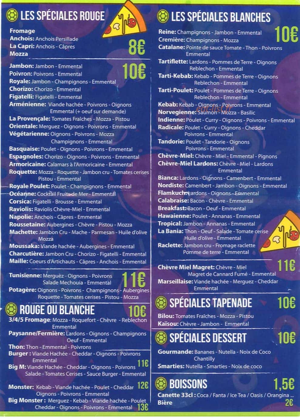 Pizza Le Marseillais — carte page 1