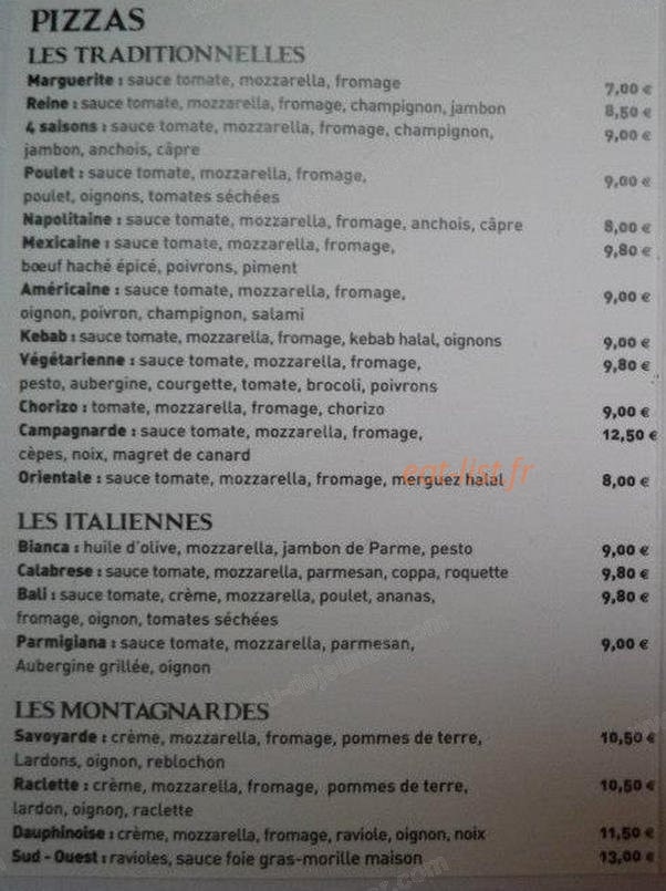 pizza Le Stradone — carte page 1