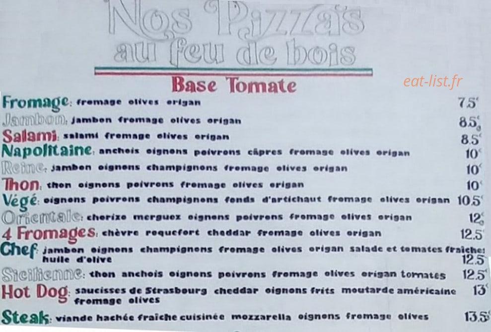 Pizza Lina — carte page 1