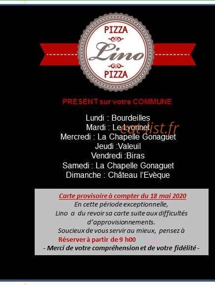 Pizza Lino — carte page 1