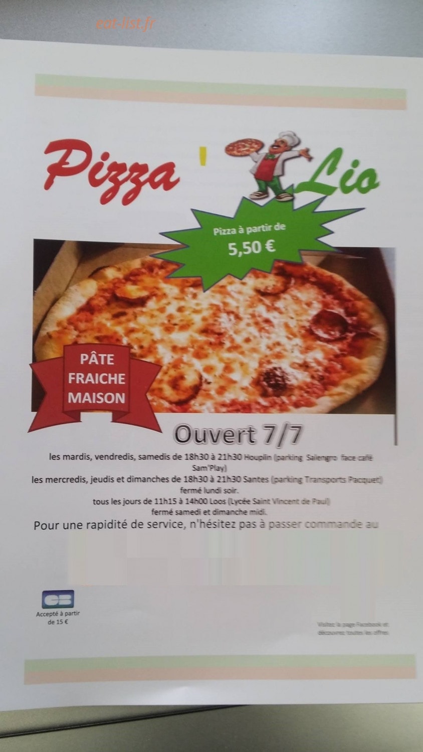 Pizza'Lio — carte page 1