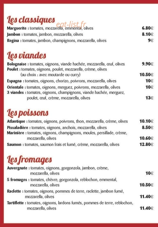 Pizza'Lise — carte page 2