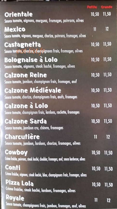 Pizza Lola — carte page 3